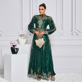 New Design Wholesale Luxury Abaya Turkey Ladies Party Evening Elegant Sequin Long Sleeve Abaya Women Muslim Dresses Dubai Abaya