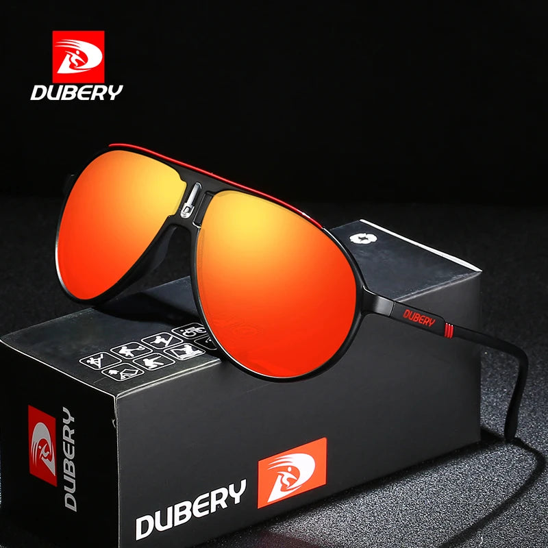 DUBERY 2026 Premium UV400 Polarized Sunglasses for Men Oversized Oval  Lens Shades Blue/Transparent Metal Fashion Sunglasses