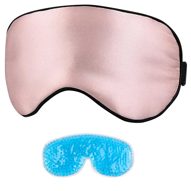 Hot/Cold Therapy Cooling Sleep Mask with Removable Ice Pack Insert for Eye Fatigue Relief Ice Gel Eye Mask