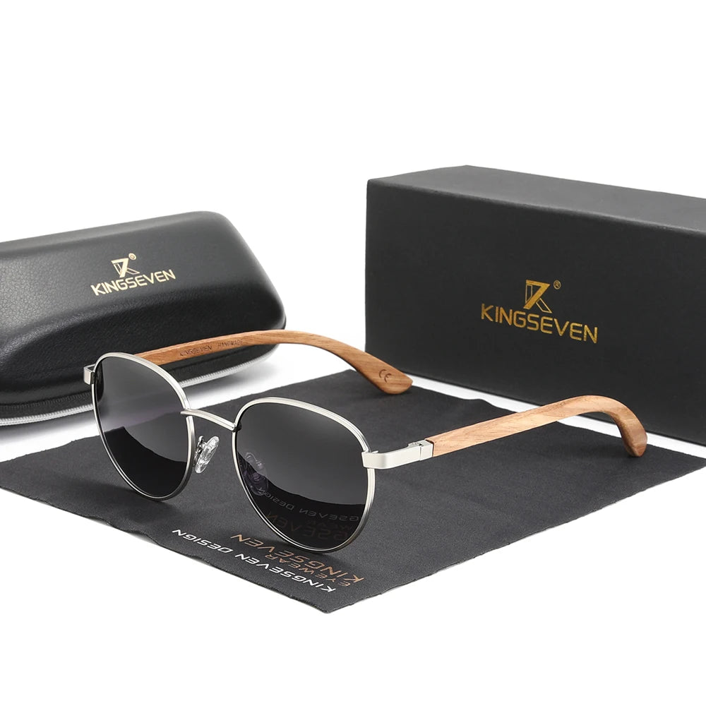 For Unisex Handmade New Design Full Rim Round Polarized Mirror Zebra Wooden Sunglasses Fashion Shades Z5519