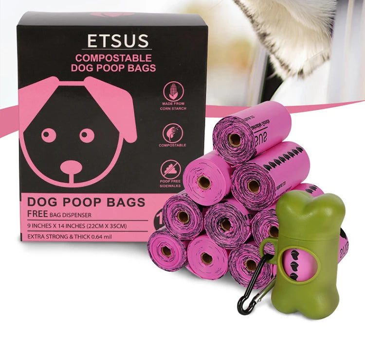Corn Starch Compostable Dog Poo Bags Private Label Wholesale Dog Waste Bag Bio Degradable Poop Bags