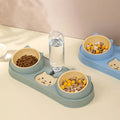 Cute Eco-Friendly Modern Rounded Anti Overturning Double Bowls Food Water Feeding Pet Slow Eating Plastic Travel Outdoor Bowl