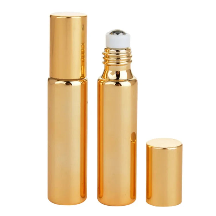 Luxury 5ml 10ml Electroplating Gold Silver Essential Oil Glass Perfume Spray Bottle Perfume Glass Roller Bottle
