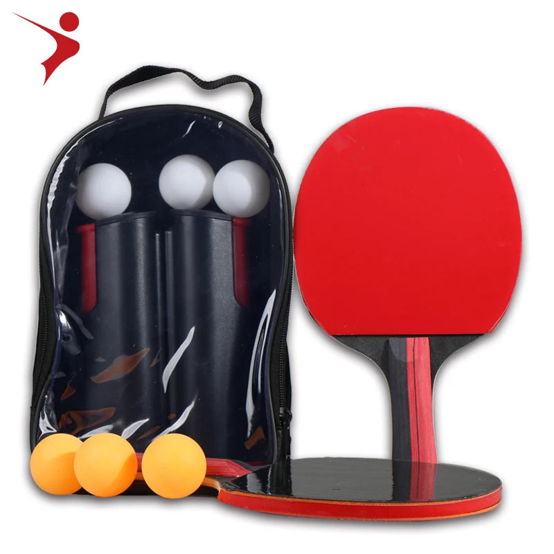 Hot Sale Professional Black Table Tennis Racket Set With Retractable Ping Pong Net  2 Rackets 6 Ball with Carry Bag Customs