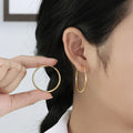 New Trending French Style Multi Sizes Classic Earrings Golden Stainless Steel Hoop Earrings for Women Men