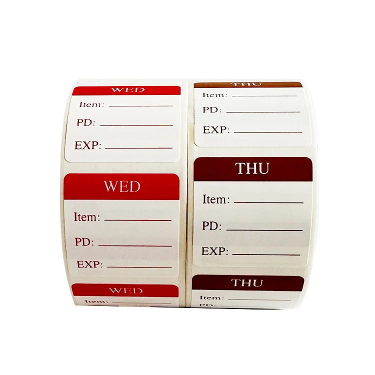 7 Day Week Labels Waterproof Self-Adhesive Square Dots Stickers Glossy Removable for Exhibitions-Mon Tue Wed Thurs Fri Sat Sun