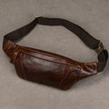 Men's Luxury Genuine Cow Leather Chest Bags  Multi-purpose Oily Leather Belt Bag Vintage Waist Pack Bag for Men