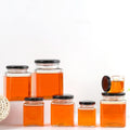 50ml-730ml Empty Square Honey Jar Glass Frascos De Vidrio Clear Glass Jam Jars with Metal Lids