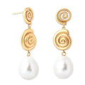 Gemnel Luxury Jewelry 925 Sterling Silver Pearl and Shell Drop Stud Earrings
