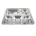Food Grade 304 Stainless Steel Lunch Tray School Canteen Divided Dining Plate With Lids