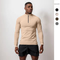Men's High Neck Compression Half Zip Sweatshirt Long Sleeve Fitness Top with Zip for Winter Training Gym Running-Made Fleece
