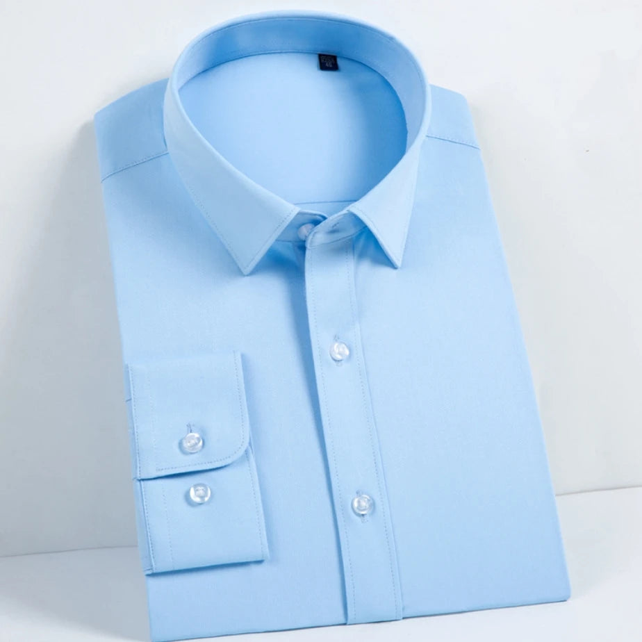 High Quality Easy-Care Men's Polyester Cotton Cotton Business Shirts Slim Fit Long Sleeve High Spring Factory