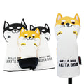 Akita Style Golf Headcover for Driver Fairway Hybrid Mallet Putter 135UT PU Leather Waterproof Golf Wood Head Cover Protector