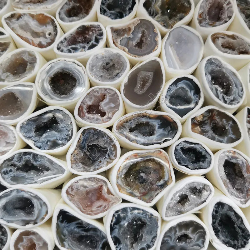 Wholesale Cluster Crystals Druzy Agate Sliced Geode Stone Box Set for Healing Crystal Home Decoration