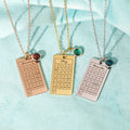 Fashion Creative Jewelry Gold Plated Stainless Steel Cubic Zirconia Birthstone Calendar Pendant Necklace