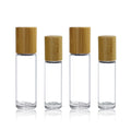 Custom Deodorant Perfume Glass Wood Grain Cover Roll on Essential Oil Screen Printing Bamboo Cap 10ML Cosmetic Use