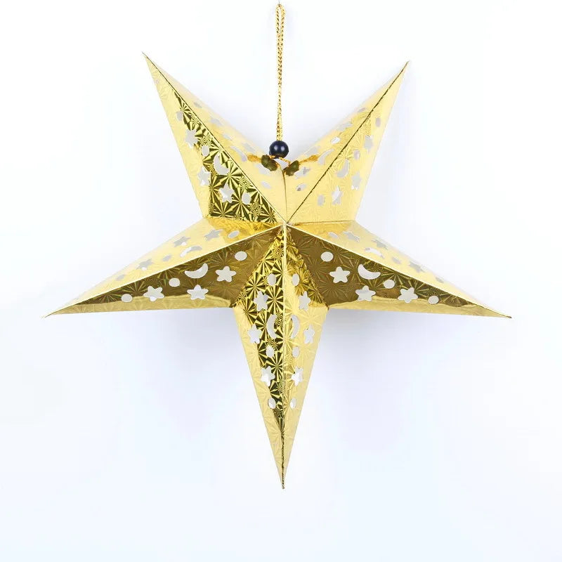 90cm Eid Three-Dimensional Laser Star Ceiling Hanging Card Paper Christmas Decorations Colorful Star Decoration XJ0081-D
