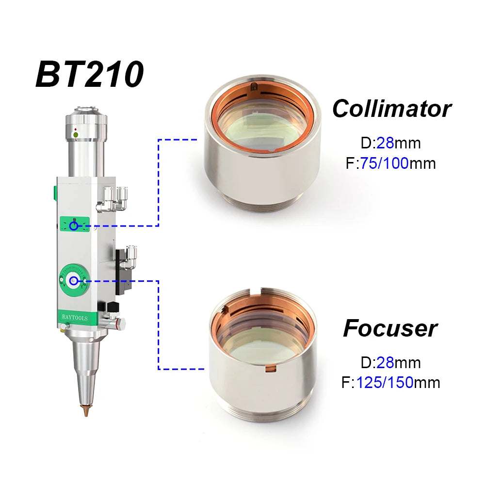 ZPLASER Laser Equipment Parts D28-F75/100 Collimator Collimating Assembly Laser Lens for BT210/BT210S