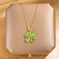 Wholesale Stainless Steel Fashion Jewelry Women Dainty Design Diamond Opal Necklace Love Clover Necklace