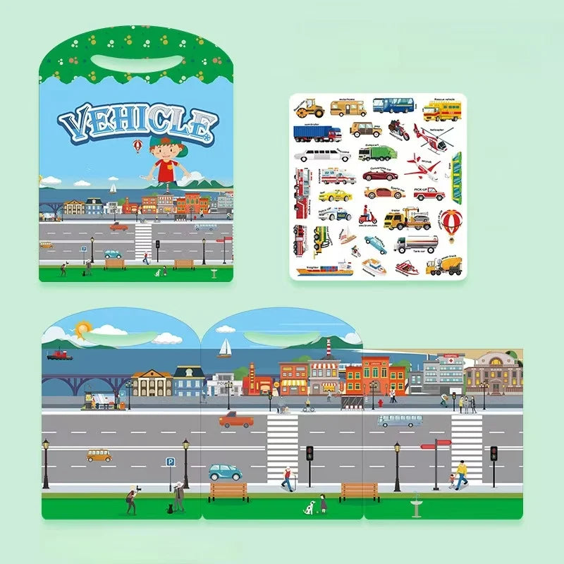 Jelly Sticker Book Handheld Quiet Book Children DIY Puzzle Class Early Education Free Cutting Repeated Stickers