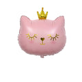 Hot Selling Cartoon Crown Cat Head Foil Balloons Cute Black Pink Waterproof Anime Style Party Decorations