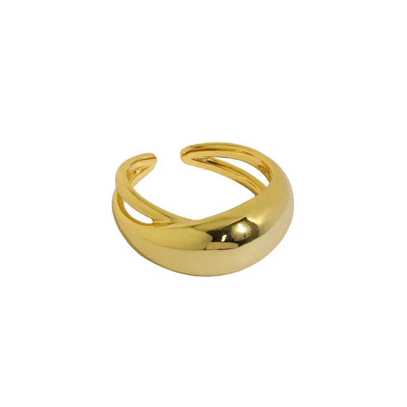 VIANRLA 925 Sterling Silver Minimalist Silver Dome Rings with 18k Gold Plated or Rhodium Plated