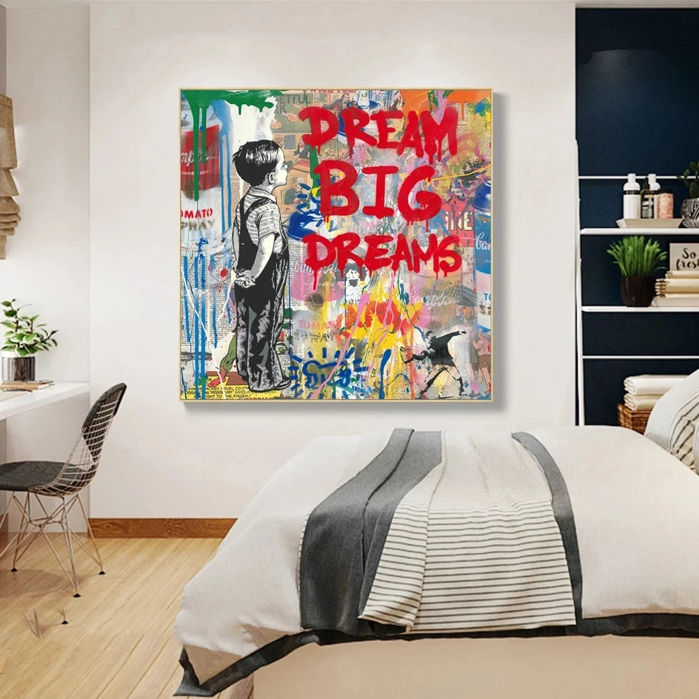 Home Decor Dream Big Dreams Canvas Modern Street Art  Painting Canvas Oil