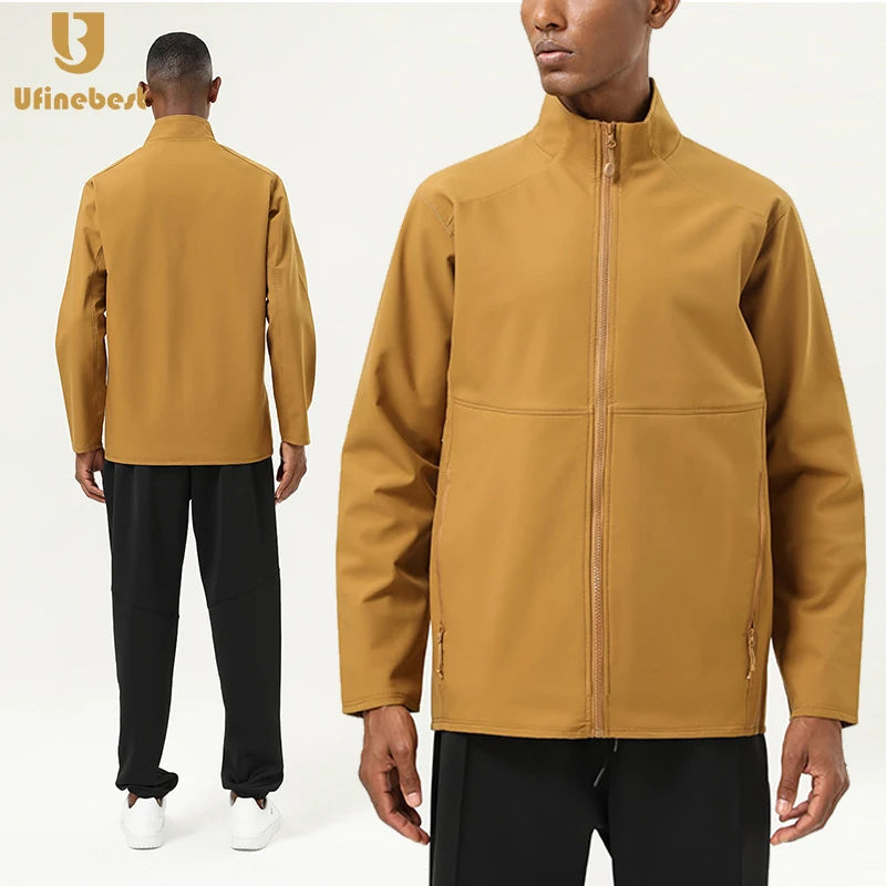 Outdoor Waterproof Jacket Print Logo Stand Collar Full Zipper Winter Jacket Jacket for Men
