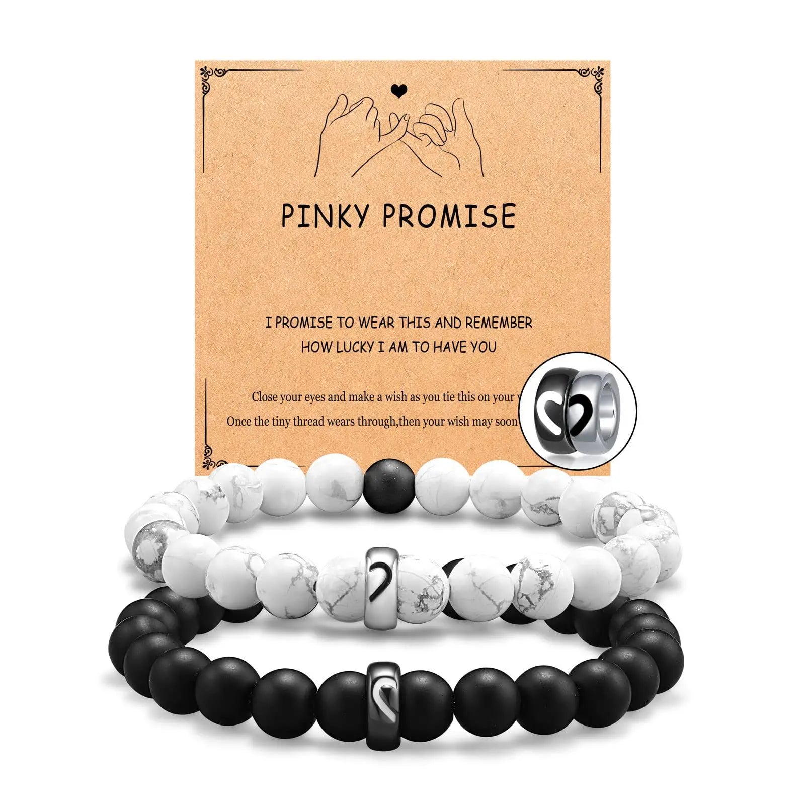 Love Stainless Steel White Black Matte Beaded Turquoise Couple Bracelet for Men and Women Turquoise Bracelet Gifts