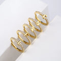 Fashion 26 Letters Gold Ring Women Simple A-z Open Finger Ring Initial Zircon Letter Name Engagement Finger Rings