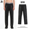 Custom Breathable Drawstring Sweat Black Straight Leg Fit Side Zipper Casual Hip Hop Streetwear Cotton Men's Cargo Pants