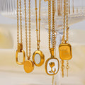 Nabest Stainless Steel Shell Heart Pendant Necklace Choker Women Jewelry Waterproof 18K Gold Plated Clover Flower Necklace
