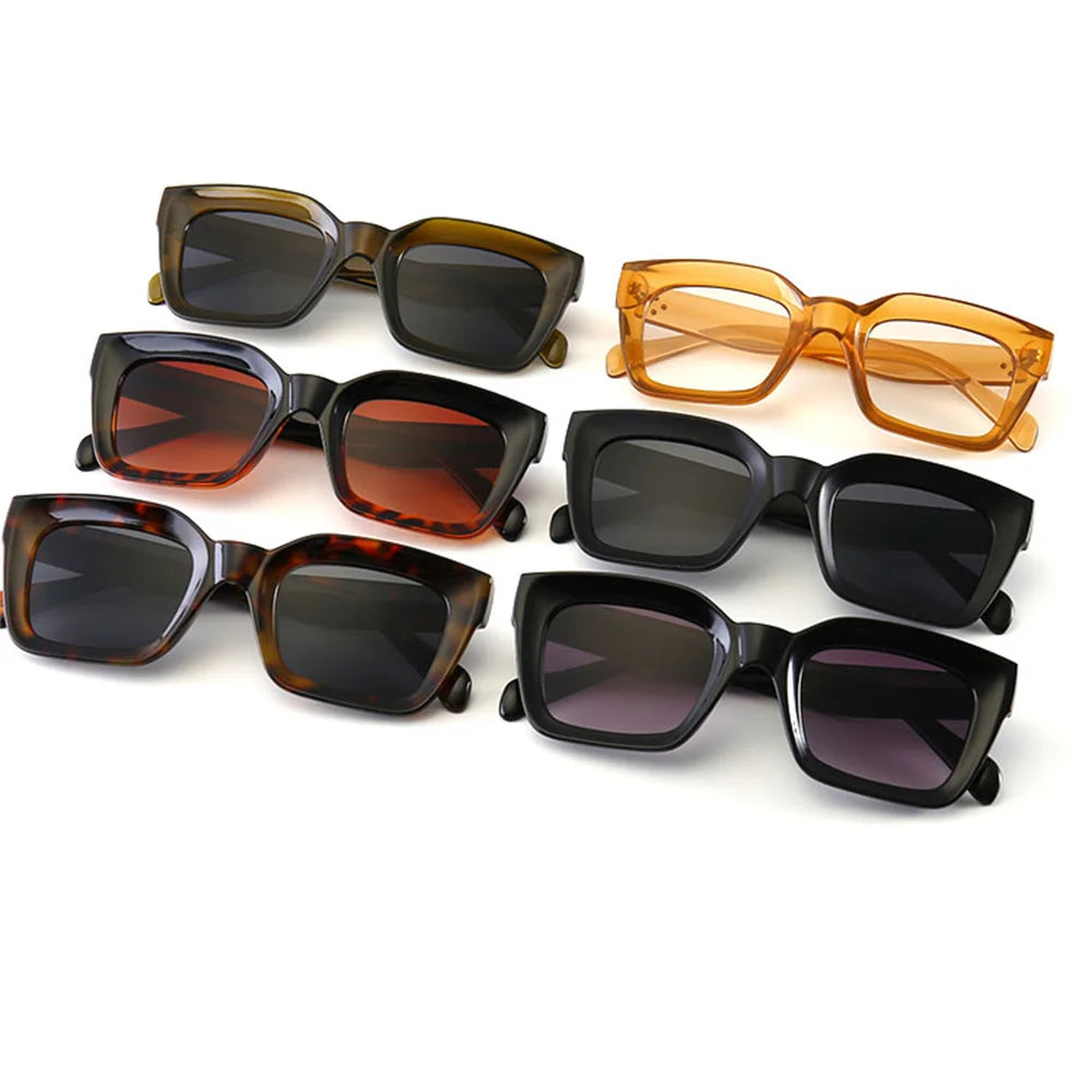 Classic Thick Square Cat Eye PC UV400 Sunglasses With Metal Dots Decoration in Stock for Men and Women