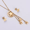 Risingmoon 316L Stainless Steel Earrings 18K Gold Necklace Earrings Necklace Star Moon Jewelry Sets for Women