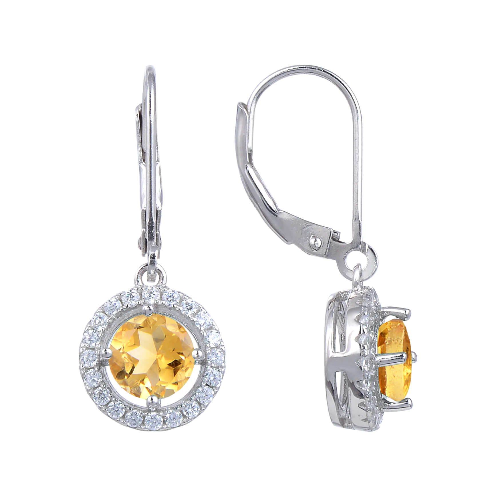 Abiding Hot Selling 925 Sterling Silver Fashion Jewelry Natural Citrine Earring