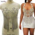 WDP-483 New Design Silver Bodice Applique With Rhinestone Applique for Rhinestone Crystal for Wedding Dress Accessories