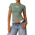 Custom Printing Plain Fitness Durable Nylon Spandex Workout T Shirt for Women