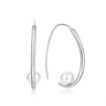 Minimalist Silver Pearl Drop Earrings for Women - Lightweight 925 Sterling Silver Freshwater Pearls Dangle Earrings Gift