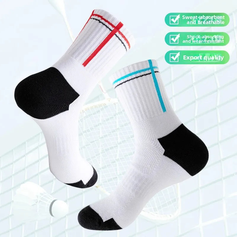 Professional Unisex Sports Socks Combed Cotton Thickened Bottom Towel for Sweat Absorption Seamless Badminton Crew Size