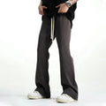 Streetwear Stacked Mens Plain Sweat Casual Loose Wide Leg Flared Mid Waist Heavyweight Pants