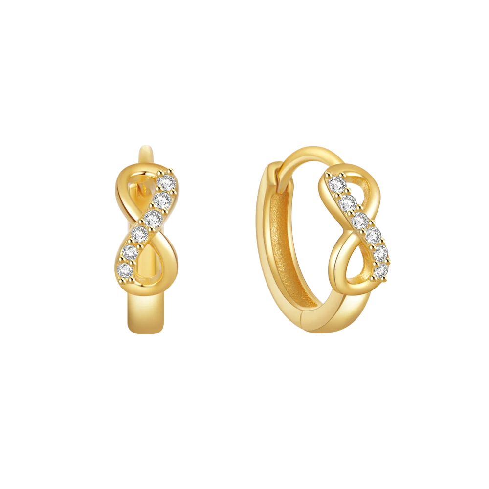 Fashion Jewelry 925 Sterling Silver Earrings Geometric Figure Number Eight Diamond Zircon Gold Plated Hoop Earrings Women