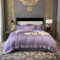 High-quality Silky Light Luxury Solid Color 100% Cotton Bed Comforter Violet Bedding Set Home Textile