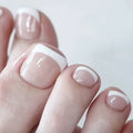 Hot Selling 24pcs/Box Nude French Toenails Square Toe Nails Full Cover Press on Toenails