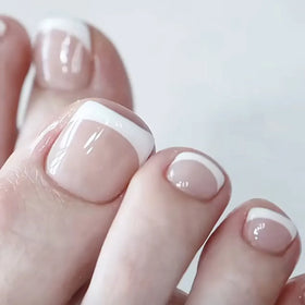 Hot Selling 24pcs/Box Nude French Toenails Square Toe Nails Full Cover Press on Toenails