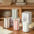Minimalist 330ml Color Vertical Stripes Ceramic Coffee Mug Handmade Irregular Tea Cup with Colored Box for Gift MegaBDM