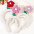 QIYUE Lamb Hair Flower Headband Cute High Cranial Top Knitted Headband Flower Headband Sweet Hair Accessories for Women