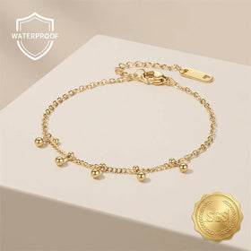 French Jewelry Women Charm Gold Plated Bracelet Stainless Steel Beaded Chain Bracelets