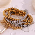 Guarantee Dreamshow Fashion Jewelry Bracelets & Bangles 18K Gold Plated Stainless Steel Beaded Bracelets Women