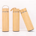 Portable Stainless Steel Water Bottle With Tea Infuser Thermos Vacuum Flasks Bamboo Shell Lid With Handle Novelty Gift 450ml