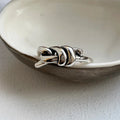 VIANRLA 925 Sterling Silver Rhodium Plated Rings Chunky Knot Bold Ring